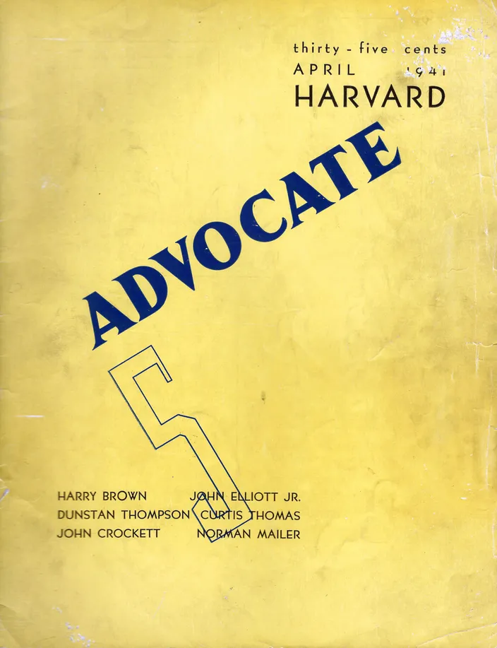 Harvard Advocate, April 1941 — issue in which Mailer’s "The Greatest Thing in the World" first appeared