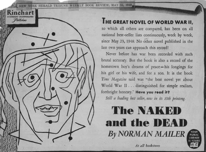 Rinehart’s "Great Novel of WWII" ad, Herald Tribune, 15 May 1949
