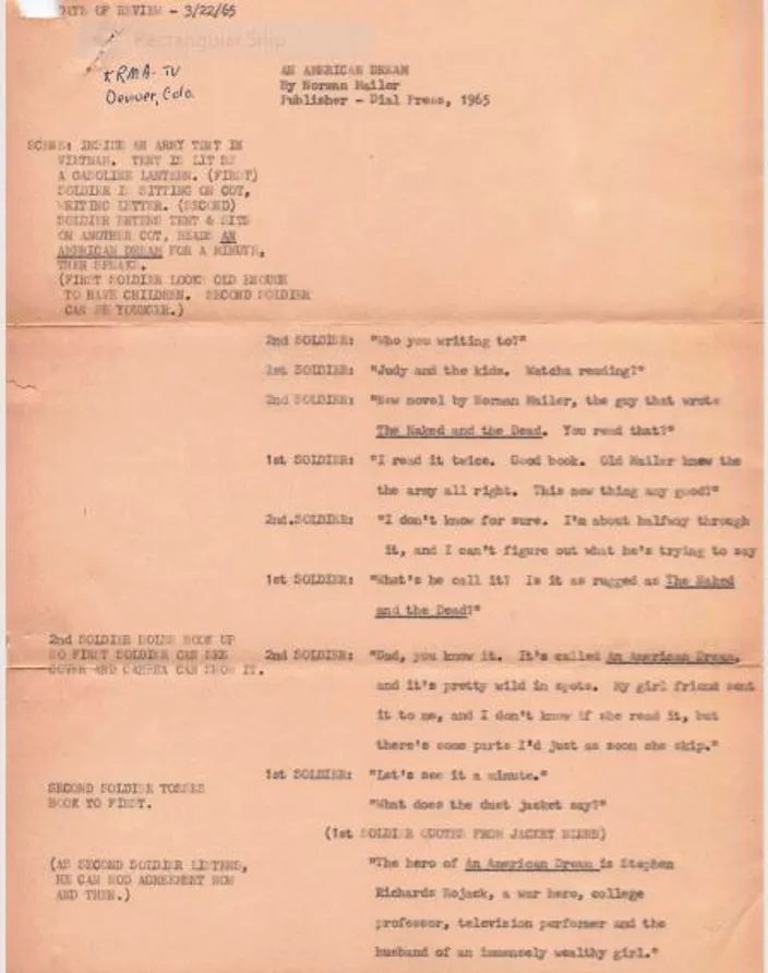 Donald M. Boucher’s "Army Tent in Vietnam" review of An American Dream, 22 March 1965