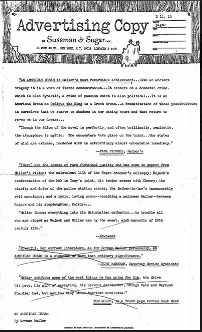The Sussman & Sugar advertising copy, second sheet