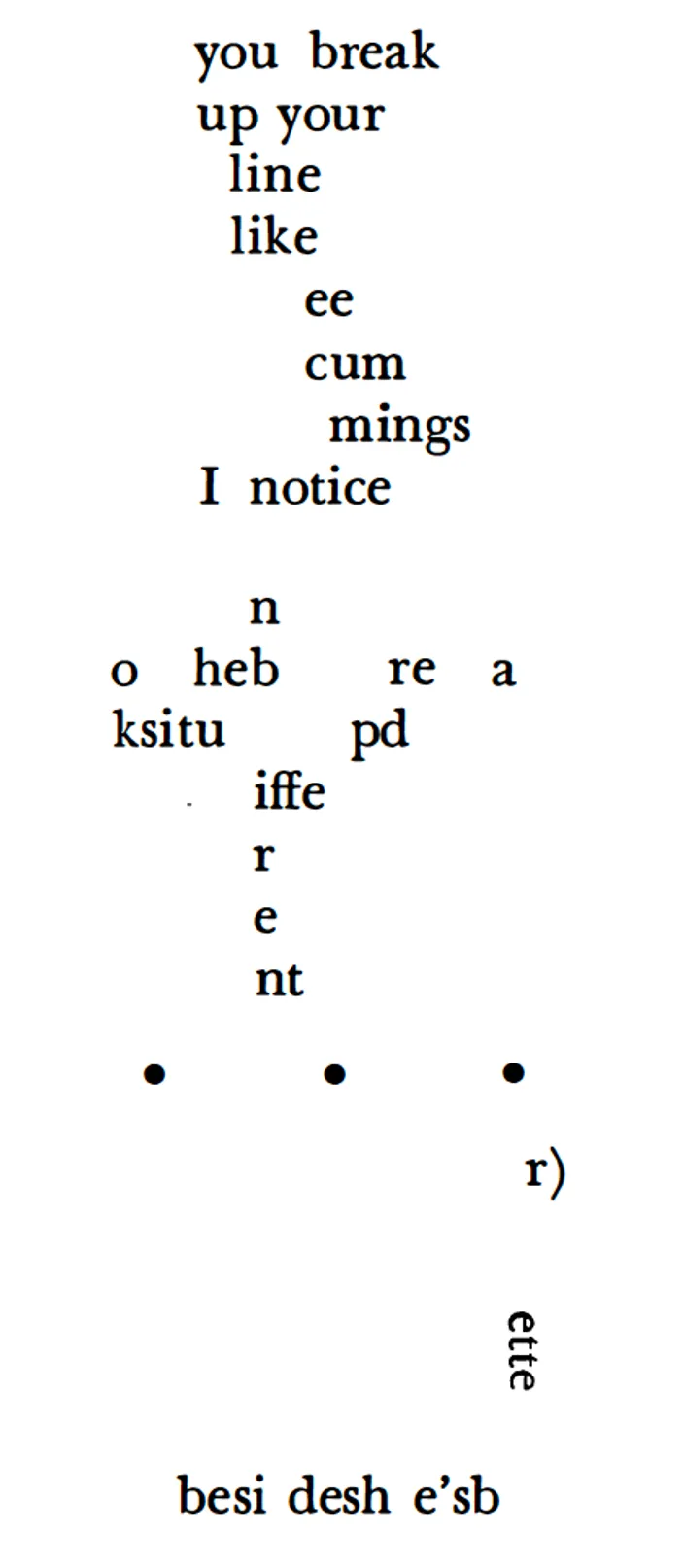 Facsimile of a poem from Deaths for the Ladies as printed on p. 212 of The Structured Vision of Norman Mailer