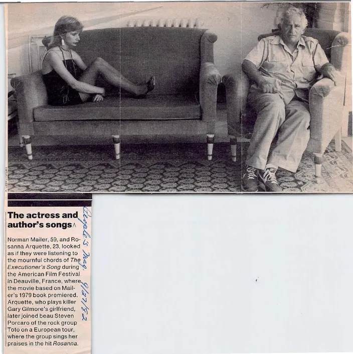Norman Mailer and Rosanna Arquette at Deauville for the premiere of the film of The Executioner’s Song, September 1982